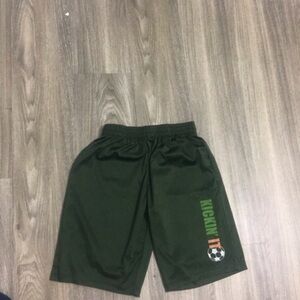 Athletic Green Shorts with Soccer Icon